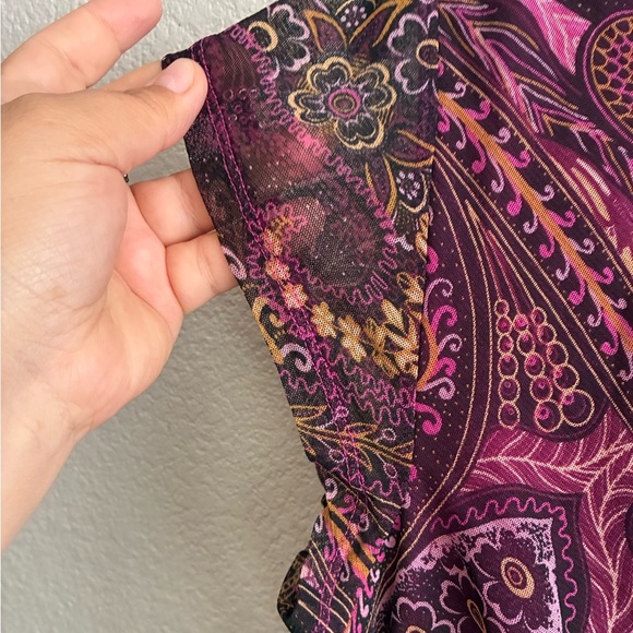 APT9 Y2K Paisley Crew-Neck Women Top - Purple L - Picture 4 of 9